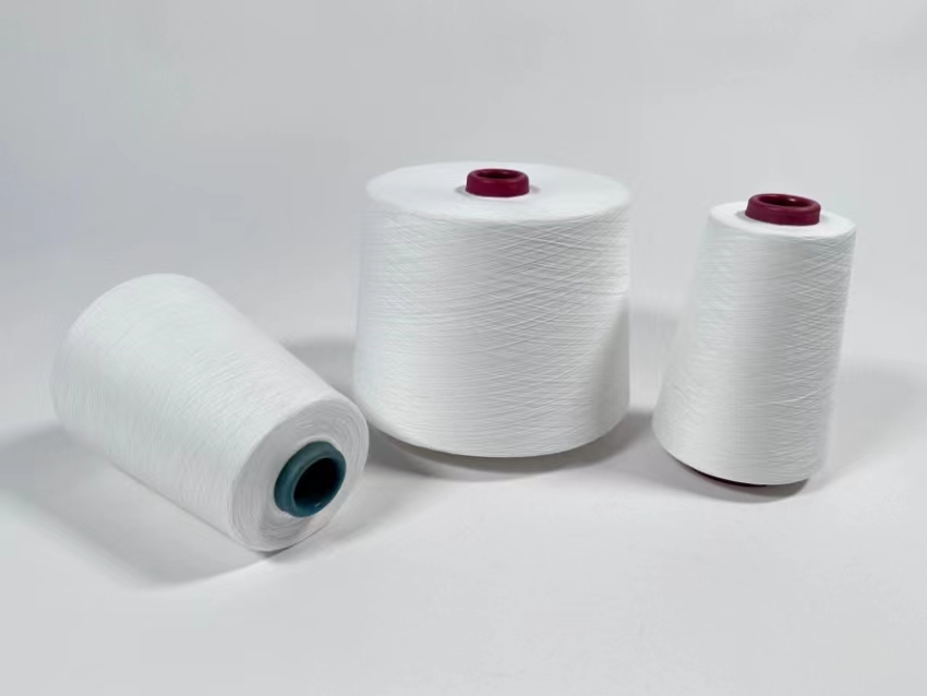 Ne40S 100% Virgin Polyester Ring Spun Yarn Raw White AA Grade Knitting Weaving