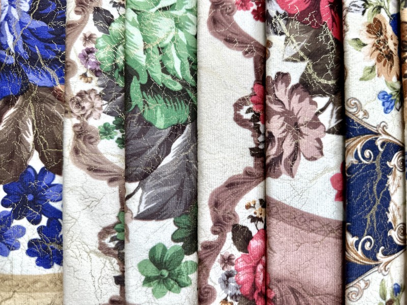 NY-18 Imitation Super Soft Printed Foil Composite Cotton-Fleece Fabric for Home Decor