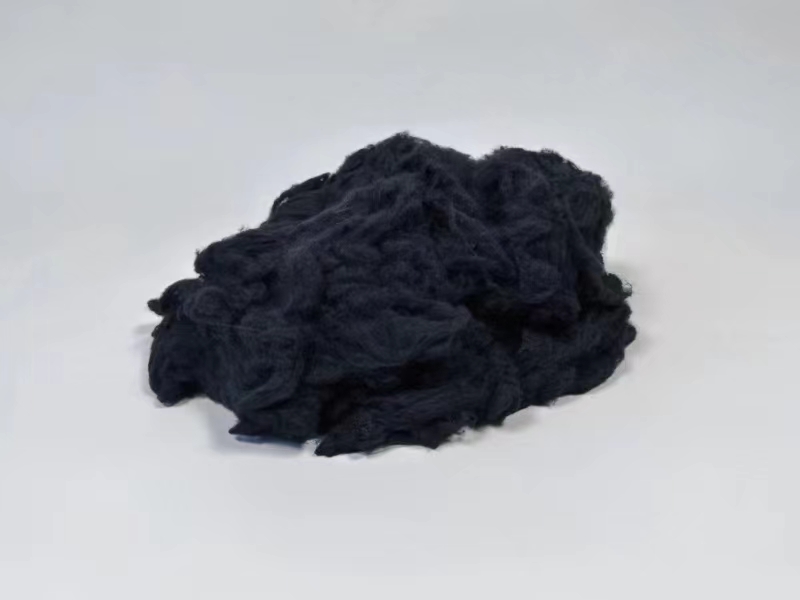 100%  polyester staple fiber (PSF) Recycled dope dyed  black color In stock